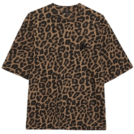 Anine Bing Avi T-shirt, Black And Brown Leopard